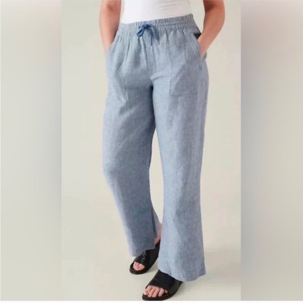 Athleta Retreat Linen Wide-Leg Pants Medium Tall
